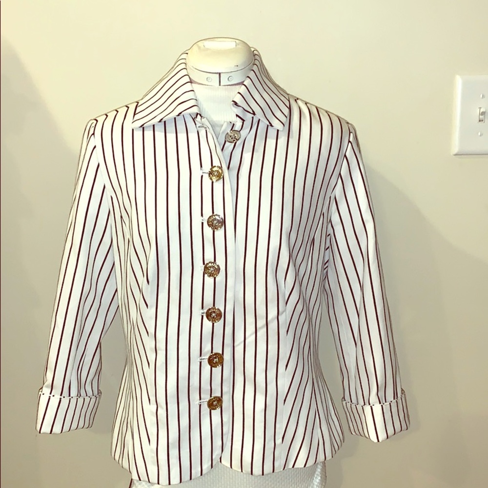 chaps striped tweed blazer size M